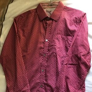 Red Ted Baker Slim Fit Button Up Long-Sleeve Shirt